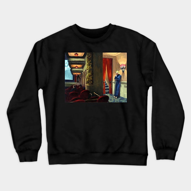 High Resolution Edward Hopper New York Movie 1939 Crewneck Sweatshirt by tiokvadrat